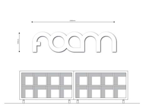 Het logo van FOAM in de nieuwe ruimte